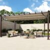 Aluminium Pergola Florenz 1116 | Holzoptik dunkelbraun/braun | 350x505x236 cm