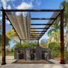 Aluminium Pergola Florenz 1116 | Holzoptik dunkelbraun/braun | 350x505x236 cm