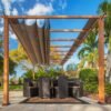 B-WARE Aluminium Pergola Florenz 1116 | Holzoptik hellbraun/braun | 350x505x236 cm