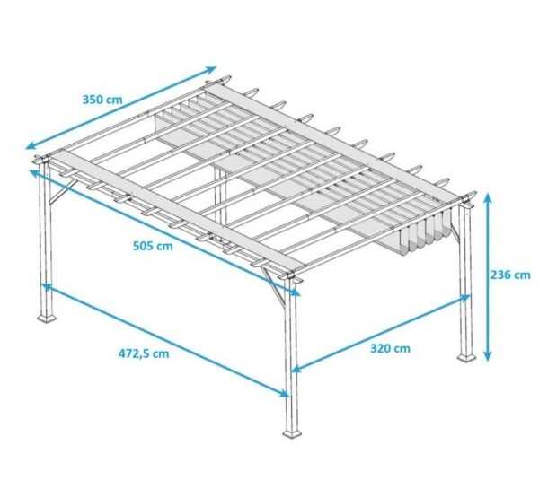 B-WARE Aluminium Pergola Florenz 1116 | Holzoptik hellbraun/braun | 350x505x236 cm