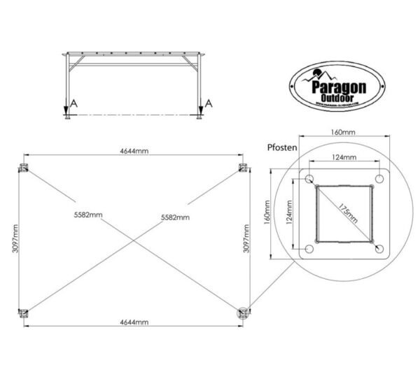 B-WARE Aluminium Pergola Florenz 1116 | Holzoptik hellbraun/braun | 350x505x236 cm