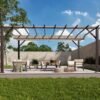 B-WARE Aluminium Pergola Florenz 1116 | Holzoptik dunkelbraun/braun | 350x505x236 cm