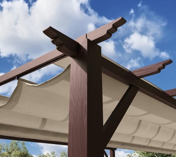 B-WARE Aluminium Pergola Florenz 1116 | Holzoptik dunkelbraun/braun | 350x505x236 cm