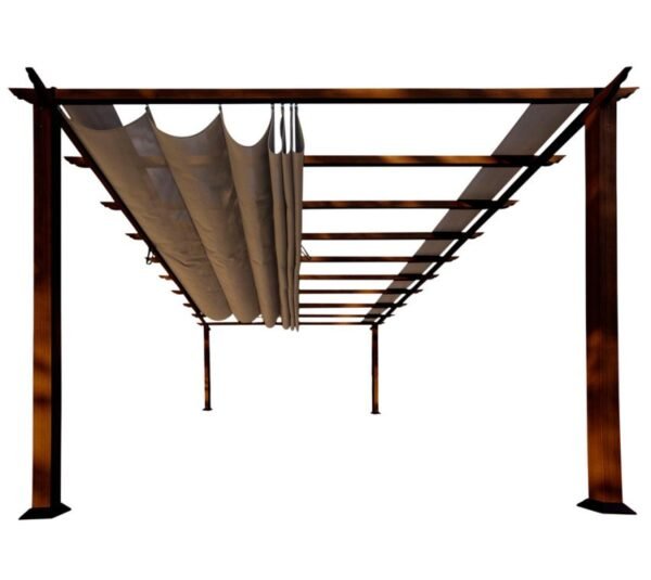 B-WARE Aluminium Pergola Florenz 1116 | Holzoptik dunkelbraun/braun | 350x505x236 cm