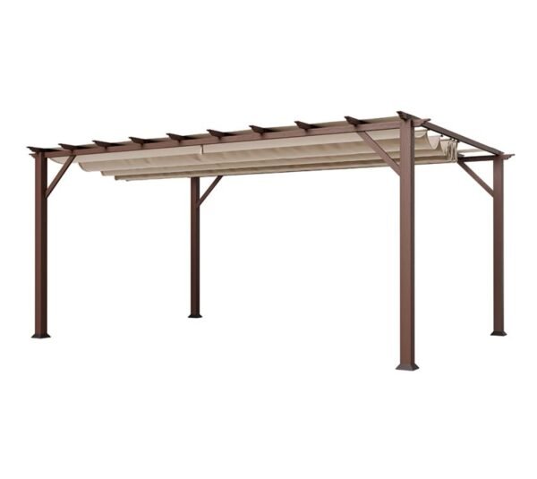 B-WARE Aluminium Pergola Florenz 1116 | Holzoptik dunkelbraun/braun | 350x505x236 cm