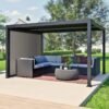 Milo Set10 1012 | Lamellendach Pergola mit Seitenwand Gr. 10 | Schwarz