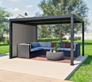 WEDEBAU-pergola-sojag Milo Set10 1012 | Lamellendach Pergola mit Seitenwand Gr. 10 | Schwarz