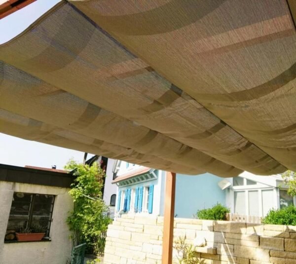 Aluminium Pergola Florenz 1116 | Holzoptik hellbraun/braun | 350x505x236 cm