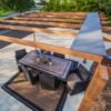 Aluminium Pergola Florenz 1116 | Holzoptik hellbraun/braun | 350x505x236 cm