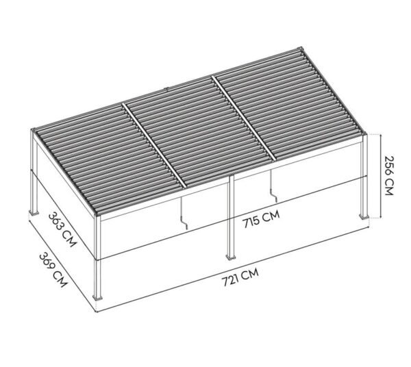 Grand Tuscan 1224 | Aluminium Pergola mit Lamellendach | 4x7 m