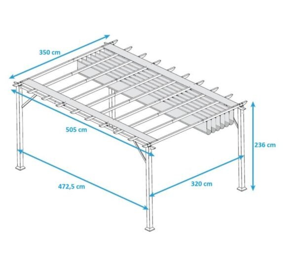 Aluminium Pergola Florenz 1116 | Weiß/Weiß | 350x505x236 cm