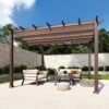 Aluminium Pergola Florida 1111 | Holzoptik Dunkelbraun | 350x350x235 cm