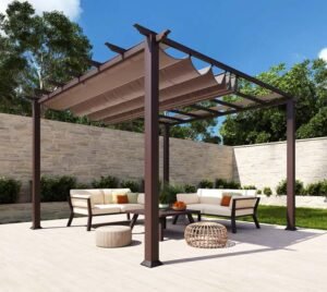 WEDEBAU_Paragon_Pavillon_Florida Aluminium Pergola Florida 1111 | Holzoptik Dunkelbraun | 350x350x235 cm