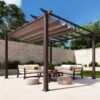 B-WARE Aluminium Pergola Florida 1111 | Holzoptik Dunkelbraun | 350x350x235 cm