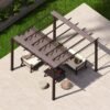 Aluminium Pergola Florida 1111 | Holzoptik Dunkelbraun | 350x350x235 cm