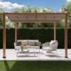 B-WARE Aluminium Pergola Florida 1111 | Holzoptik hellbraun | 350x350x235 cm