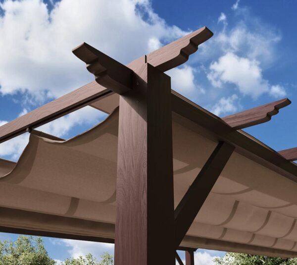 Aluminium Pergola Florida 1111 | Holzoptik Dunkelbraun | 350x350x235 cm