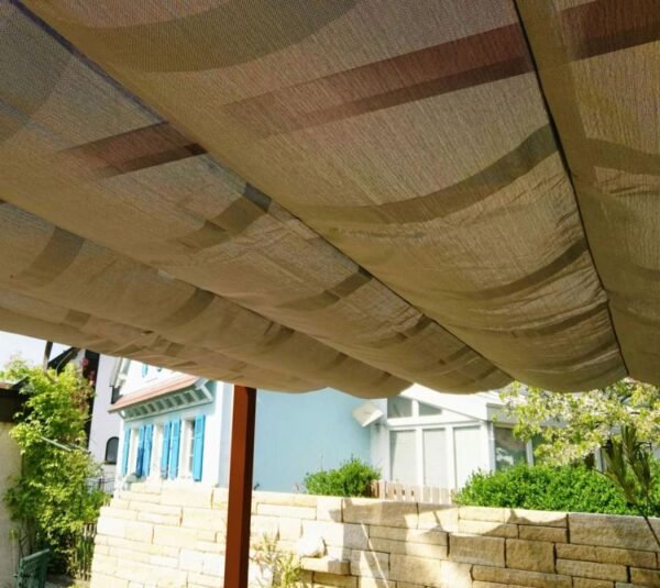 B-WARE Aluminium Pergola Florida 1111 | Holzoptik Dunkelbraun | 350x350x235 cm