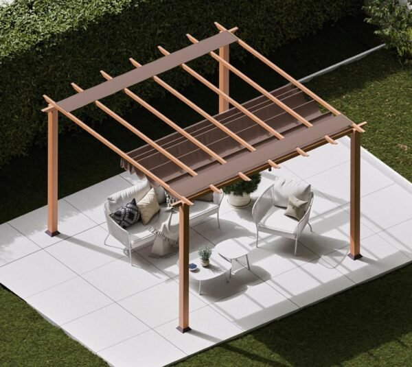 Aluminium Pergola Florida 1111 | Holzoptik hellbraun | 350x350x235 cm