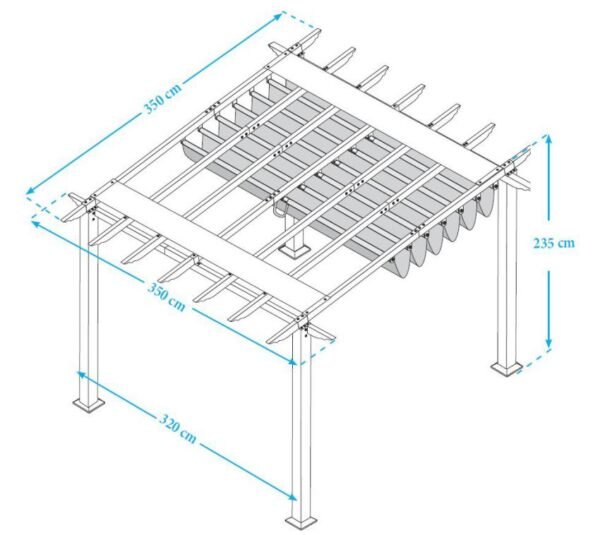 B-WARE Aluminium Pergola Florida 1111 | Holzoptik Dunkelbraun | 350x350x235 cm