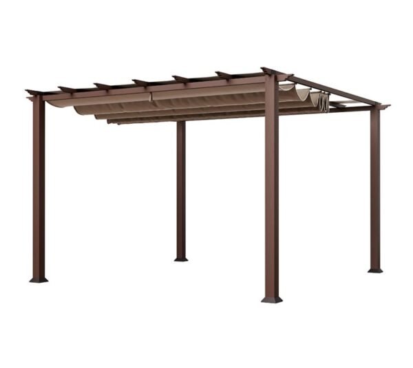 Aluminium Pergola Florida 1111 | Holzoptik Dunkelbraun | 350x350x235 cm