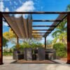 B-WARE Aluminium Pergola Florida 1111 | Holzoptik Dunkelbraun | 350x350x235 cm