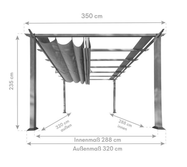 Aluminium Pergola Florida 1111 | Holzoptik Dunkelbraun | 350x350x235 cm