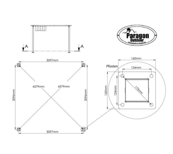Aluminium Pergola Florida 1111 | Holzoptik hellbraun | 350x350x235 cm