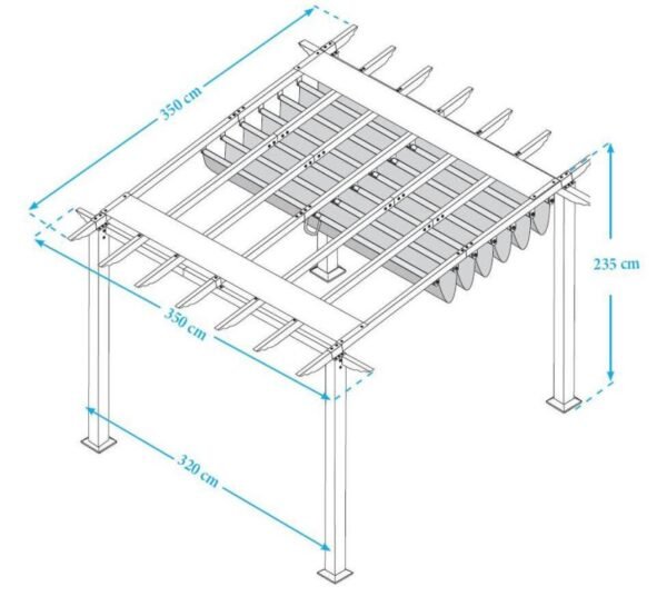 B-WARE Aluminium Pergola Florida 1111 | Holzoptik hellbraun | 350x350x235 cm