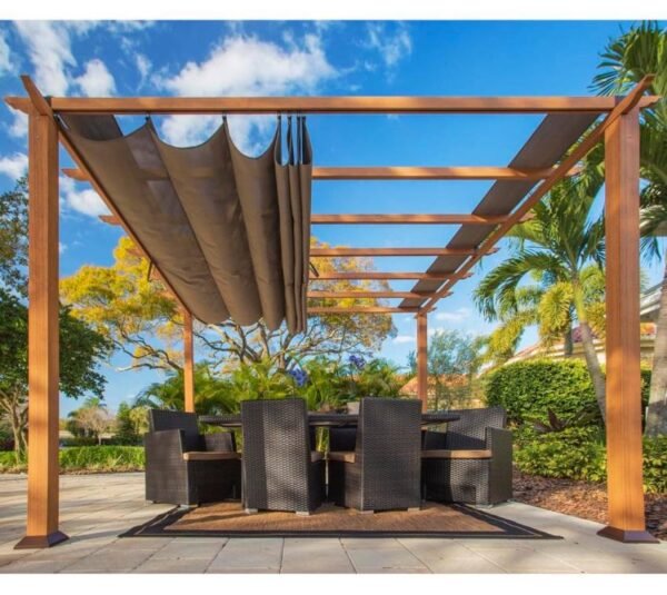 Aluminium Pergola Florida 1111 | Holzoptik hellbraun | 350x350x235 cm