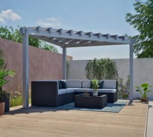 WEDEBAU_Sojag_Aluminium_Pavillon Lima 1010 | Aluminium Pergola mit Sonnensegel | dreieckig