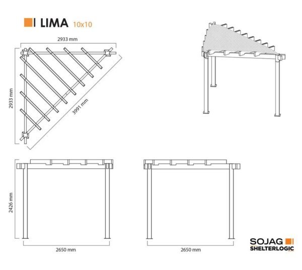Lima 1010 | Aluminium Pergola mit Sonnensegel | dreieckig