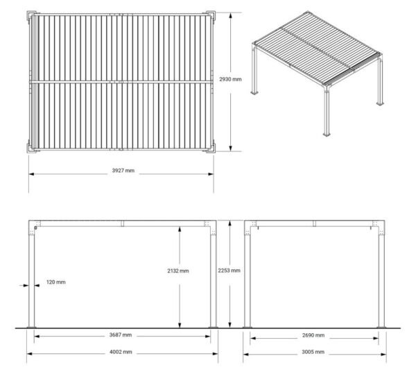 Hana 1013 | Aluminium Pergola mit Lamellendach | 3x4 m