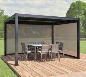 WEDEBAU_Sojag_Pergola_Milo_Set Milo Set 1012 | Lamellendach Pergola mit Seitenwänden | Schwarz