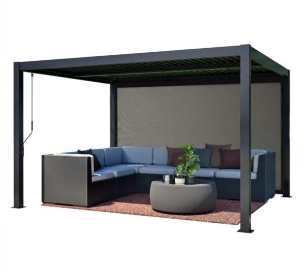 Milo Set12 1012 | Lamellendach Pergola mit Seitenwand Gr. 12 | Schwarz