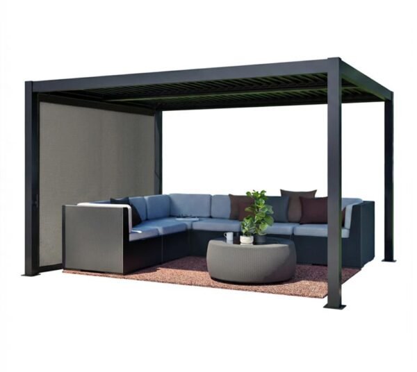 Milo Set10 1012 | Lamellendach Pergola mit Seitenwand Gr. 10 | Schwarz
