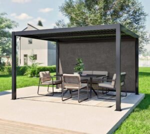WEDEBAU_Sojag_Pergola_Milo_Set Milo Set12 1012 | Lamellendach Pergola mit Seitenwand Gr. 12 | Schwarz