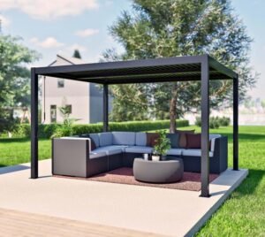 WEDEBAU_Sojag_Stahl_Pergola_Milo Milo 1012 | Stahl Pergola mit Lamellendach | Schwarz | 3x3,5 m